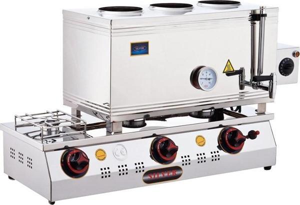 Işıkgaz Silver Doğalgaz + Elektrikli 40 Litre 3 Demlikli Çay Kazanı - Image 1