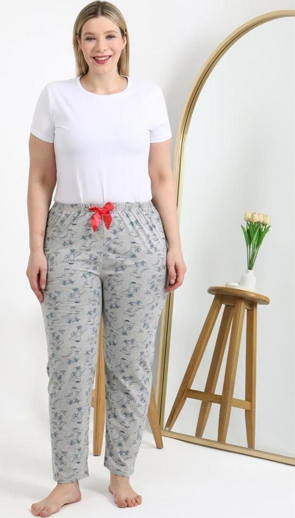 Celira Kadın Pamuklu Büyük Beden Alt Pijama Gri - Image 1