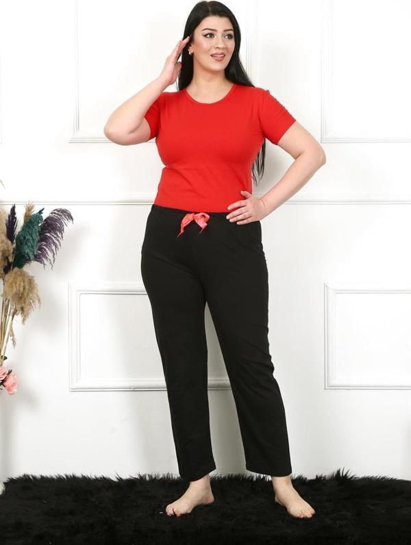 Celira Kadın Pamuklu Büyük Beden Siyah Alt Pijama - Image 1
