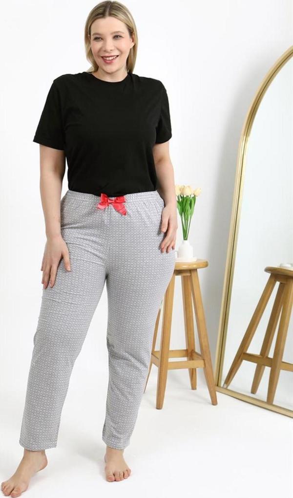Celira Kadın Pamuklu Büyük Beden Alt Pijama Gri - Image 1