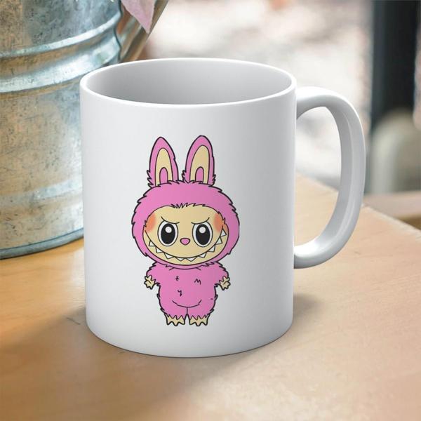 Pembe Labubu Baskılı Hediyelik Kupa - Image 1