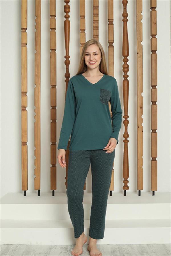 Celira Kadın Penye Uzun Kol Pijama Takım 4146 - Image 1