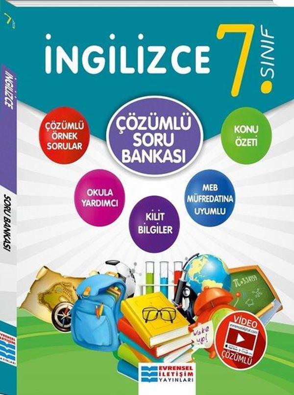 7.Sınıf İngilizce Video Çözümlü Soru Bankası - Evrensel İletişim Yayınları - Image 1