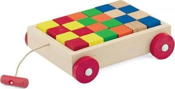 Nessiworld  PlayWood Ahşap Renkli Küp Bloklu Araba 312 - Image 1