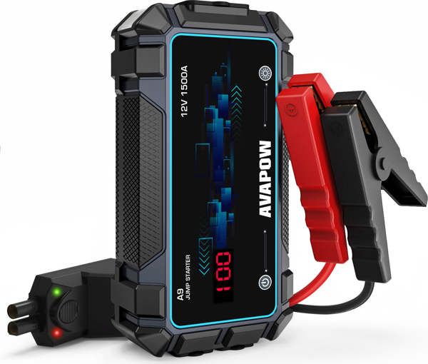 AVAPOW A9 29.6wh/8000mAh 1500A Jump Starter Taşınabilir Akü Takviye Kiti (Powerbank + LCD + LED Işık) - Image 1
