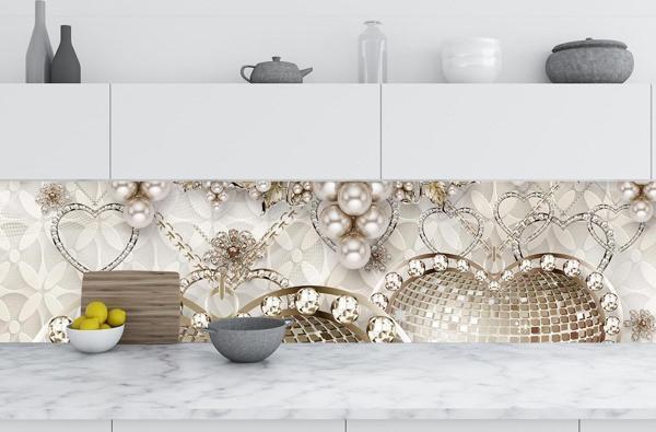 Mutfak Tezgah Arası Folyo Fayans Kaplama Folyosu Elmas Kalpler 60 x 200 - Image 1