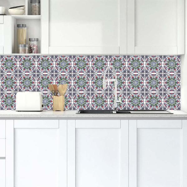 Mutfak Tezgah Arası Folyo Fayans Kaplama Folyosu Kırmızı Lale Desen 1 60 x 500 - Image 1