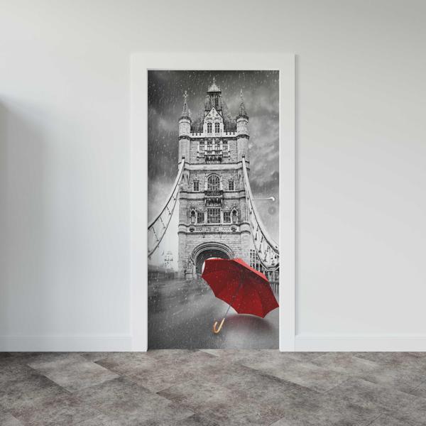 Kapı Giydirme Kapı Sticker Folyosu England Şemsiye - Image 1