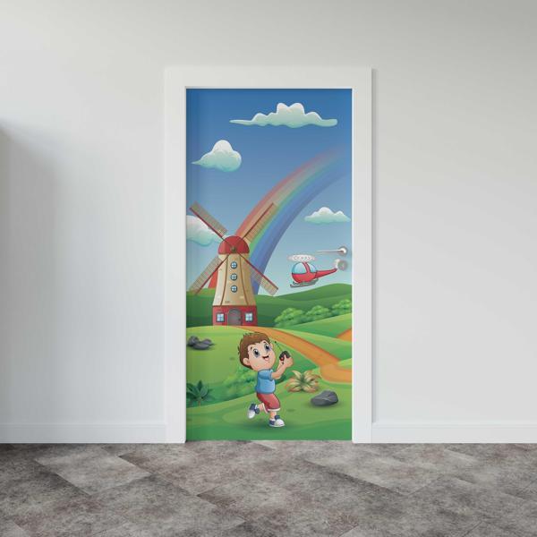 Kapı Giydirme Kapı Sticker Folyosu Helikopter Değirmen - Image 1