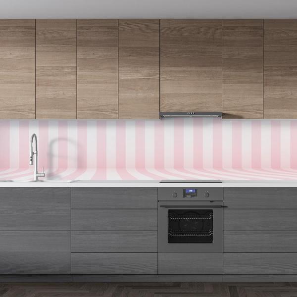 Mutfak Tezgah Arası Folyo Fayans Kaplama Folyosu 3D Pembe Çizgiler 60 x 500 - Image 1