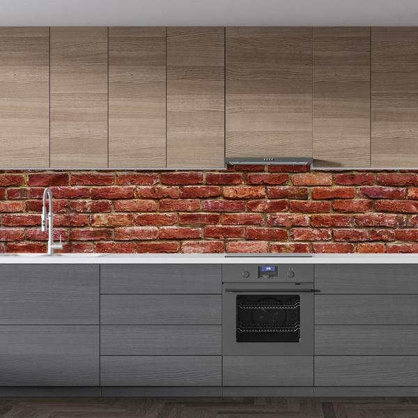 Mutfak Tezgah Arası Folyo Fayans Kaplama Folyosu Kırmızı Tuğla Desen 60 x 100 - Image 1