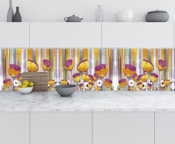 Mutfak Tezgah Arası Folyo Fayans Kaplama Folyosu 3D Golden Flower 60x300 CM - Image 1