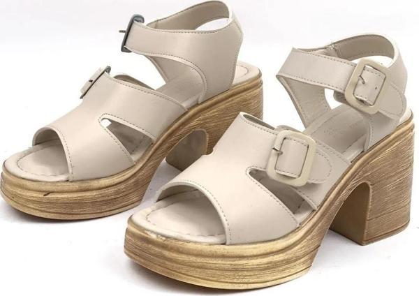 Preshley Kadın İbiza Krem Ortopedik İç Taban Platform Topuk Sandalet - Image 1