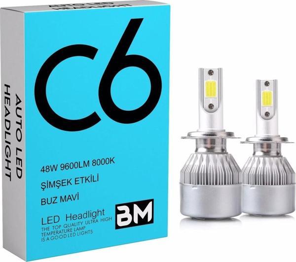 Buz Mavi C6 LED XENON 2 Adet 9006 Led Xenon 48W 6900LM 8000K Far Ampülü  seri - BM - - Image 1