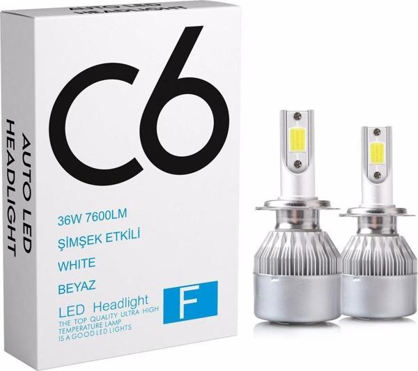 C6 Led Zenon H7 Led Xenon 36w 7600lm 6500k Far Ampülü Led Işık seri-GRİ - Image 1