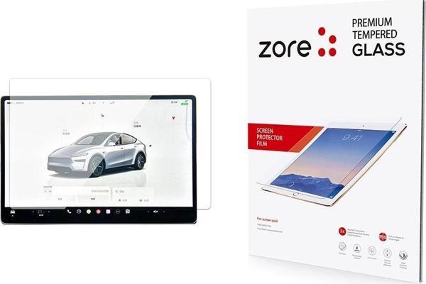 Tesla Model Y Zore Yeni Seri 2in1 Temperli Cam Araç Multimedya Ekran Koruyucu - Image 1