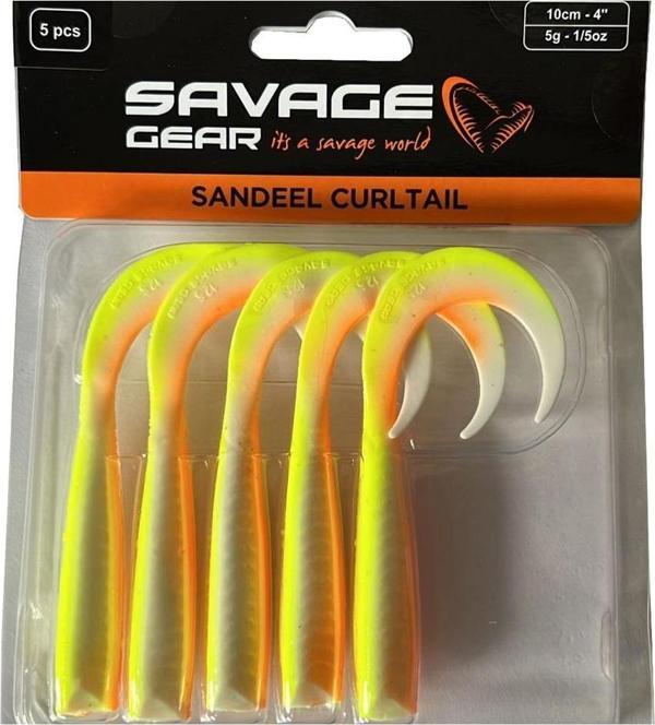 Savage gear LB Sandeel Curltail 10cm 5 Adet Suni Yem Lemon Back - Image 1