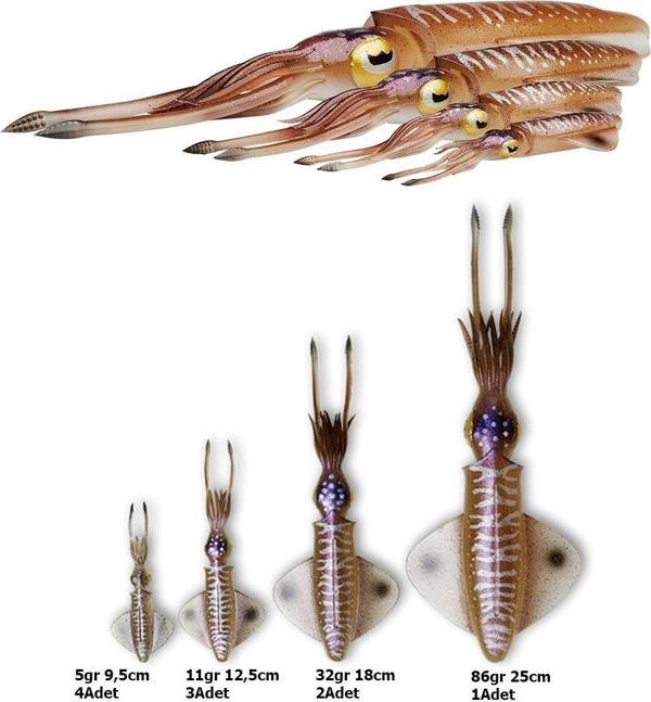 Savage gear 3D Swim Squid 9,5cm 5gr 4 Adet Silikon Yem Brown - Image 1