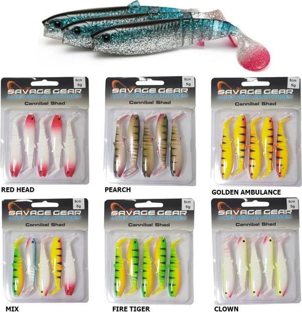 Savage gear Cannibal Shad 8cm 5gr 5 Adet Silikon Yem Perch - Image 1