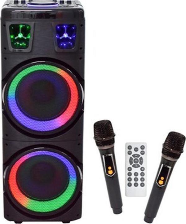 BTS-1708 200W Karaoke Ses Sistemi 2X10 Inç Rgb Efektli Party Box Mikrofonlu Bluetooth Hoparlör - Image 1