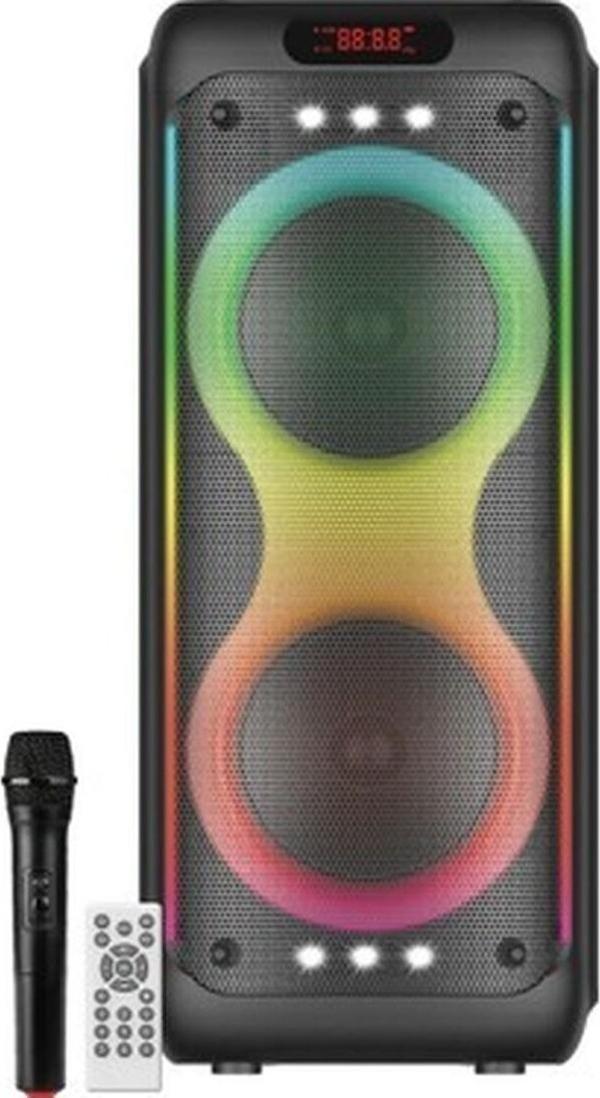 BTS-1829 100W Karaoke Ses Sistemi 2X10 Inç Rgb Efektli Party Box Mikrofonlu Bluetooth Hoparlör - Image 1