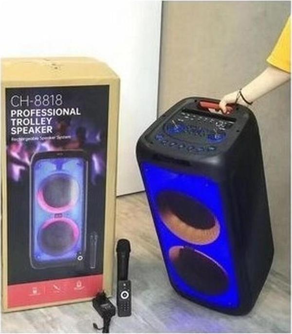 Junglee Büyük Boy Kablosuz Mikrofonlu Bluetooth Hoparlör Taşınabilir Şarjlı LED Işıklı Speaker Party Box - Image 1