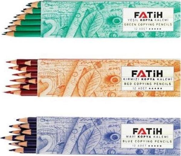Fatih Kırmızı 12'li - Yeşil 12'li - Mavi 12'li Kopya Kalemi - Image 1