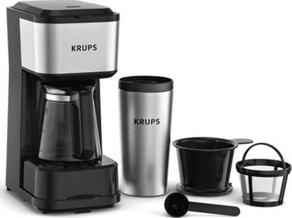 Krups Simply Brew Kahve Makinesi - Paslanmaz Çelik Seyahat Bardaklı Çoklu Servis 4'ü 1 Arada - Image 1