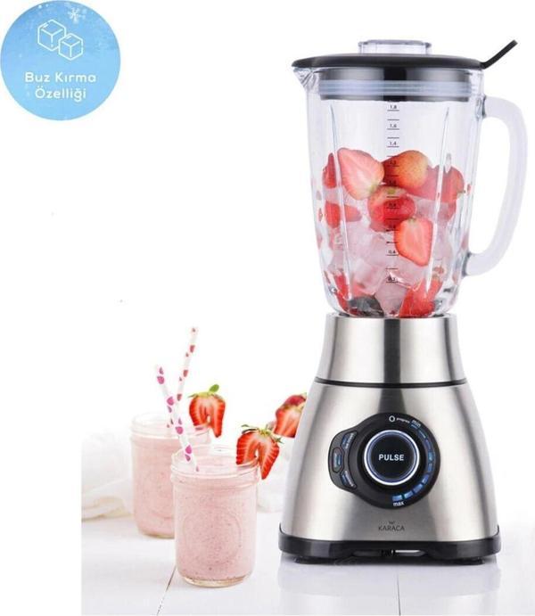 9 Hız kademeli Buz Kırıcı Inox Cam Hazneli Power Smoothie Blender 1,8 LT 1800W - Image 1