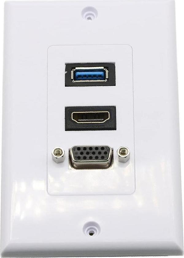Vga+Hdmi+Usb Duvar Prizi Kablolu - Image 1