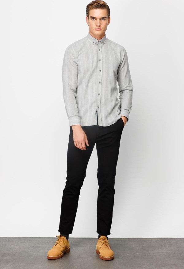 Erkek Gri Dynamic Fit Ted Baker Düğmeli Gömlek - Image 1