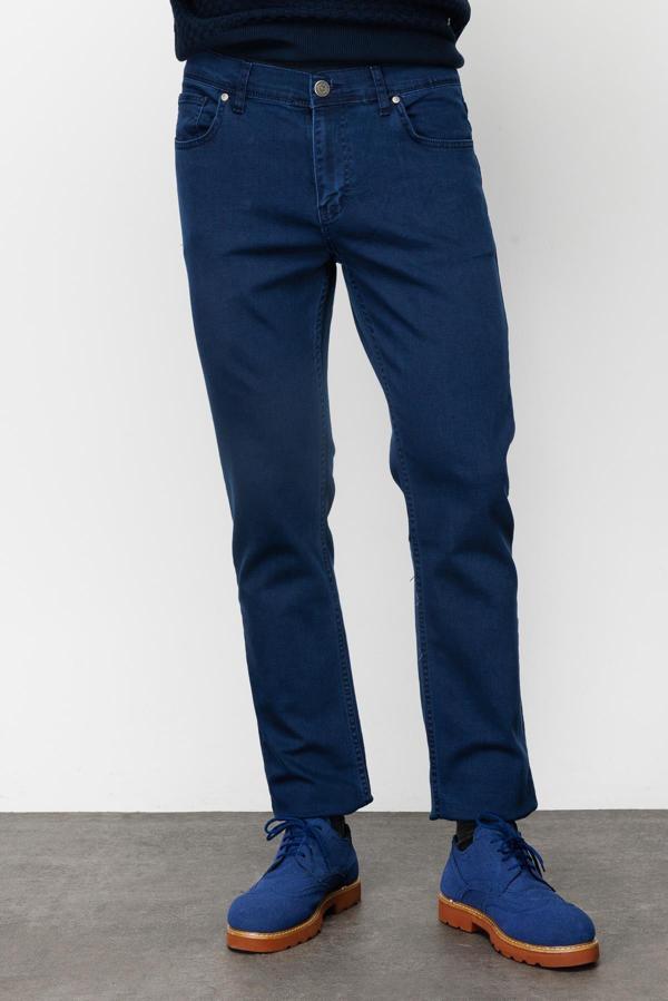 Erkek Lacivert Regularfit / Rahat Kalıp  Jean Pantolon - Image 1