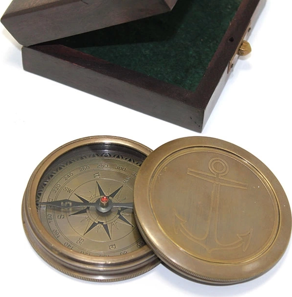 Ahşap Kutulu Pirinç Pusula Ksk41 - Image 1