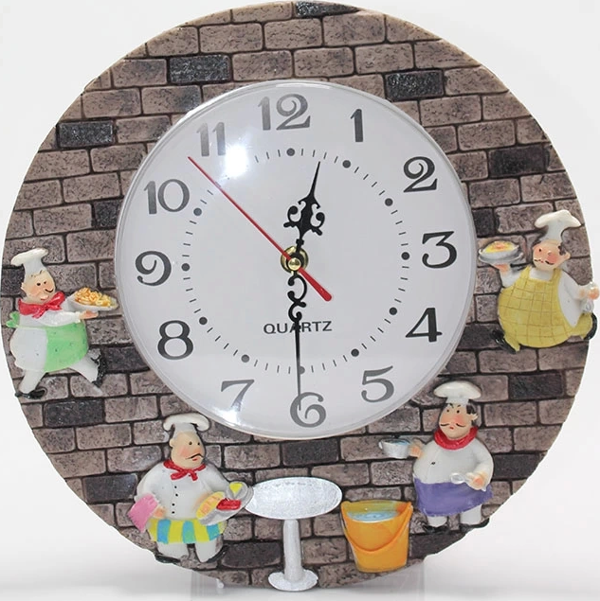 Duvara Asmalı Aşcı Tasarımlı Polyester Saat Alk1539 - Image 1