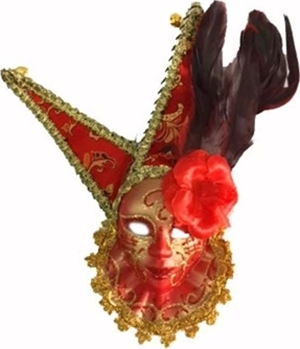 Tüylü Dekoratif Seramaik Maske Kırmızı Renk - Image 1