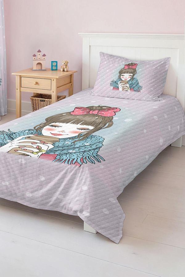 Realhomes Şirin Polka Nokta Desenli Tek Kişilik Çocuk Ve Genç Odası Pike Takımı - Image 1