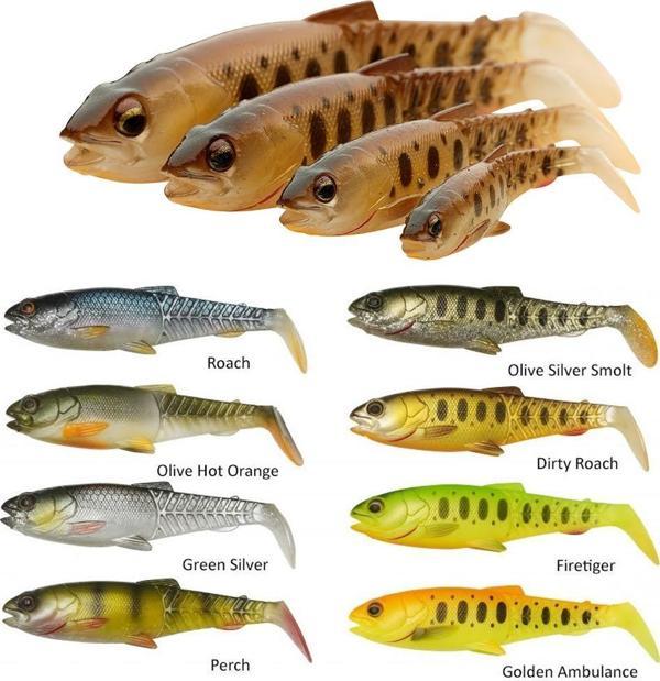 Savage Gear Craft Cannibal Paddletail 12,5 cm 20 gr Silikon Yem Olive Pearl Silver Smolt - Image 1