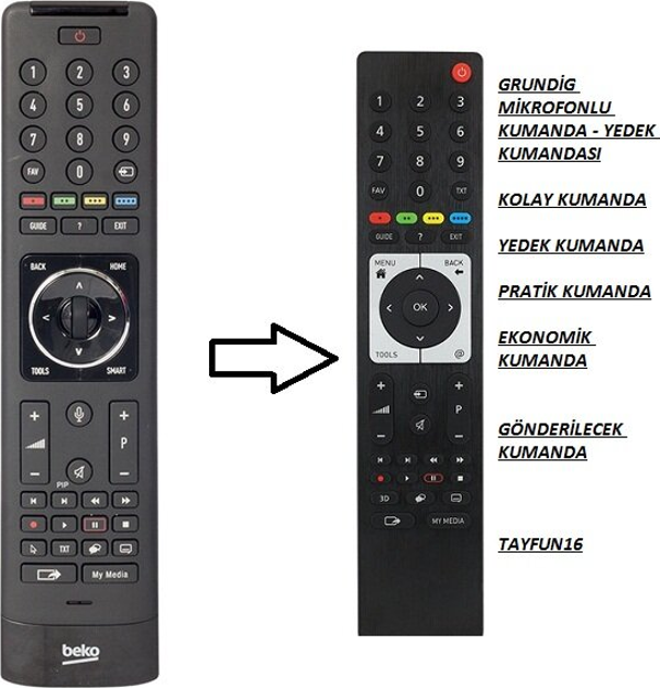 BEKO Mikrofonlu Ses Komutlu Kumanda-Yedeği - Image 1