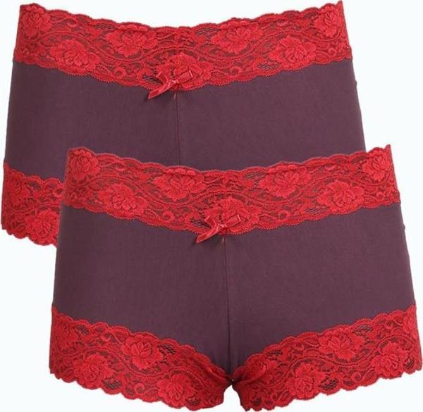 Celira Kadın Pamuklu 2li Boxer Mürdüm 40277 - Image 1