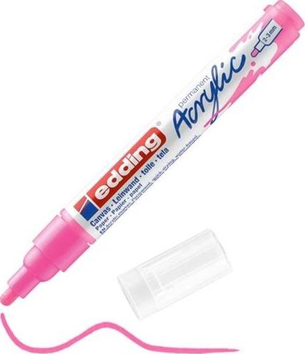 Edding Akrilik Markör Kalem Fosforlu Pembe - 2 adet - Image 1