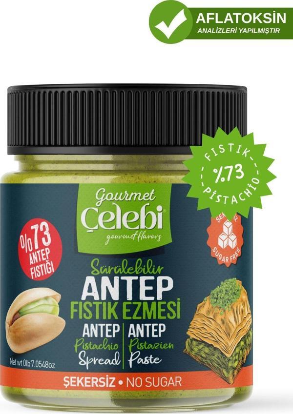 Gourmet Çelebi Şekersiz Sürülebilir Antep Fıstık Ezmesi 200 Gr - Image 1