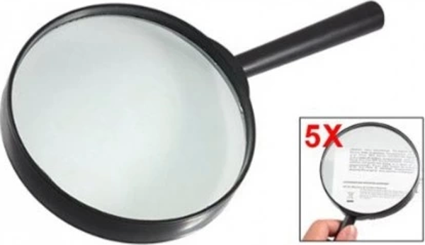 Plastik Siyah Yuvarlak Kolu 100mm Dia Büyüteç 5x Büyüteç - Image 1