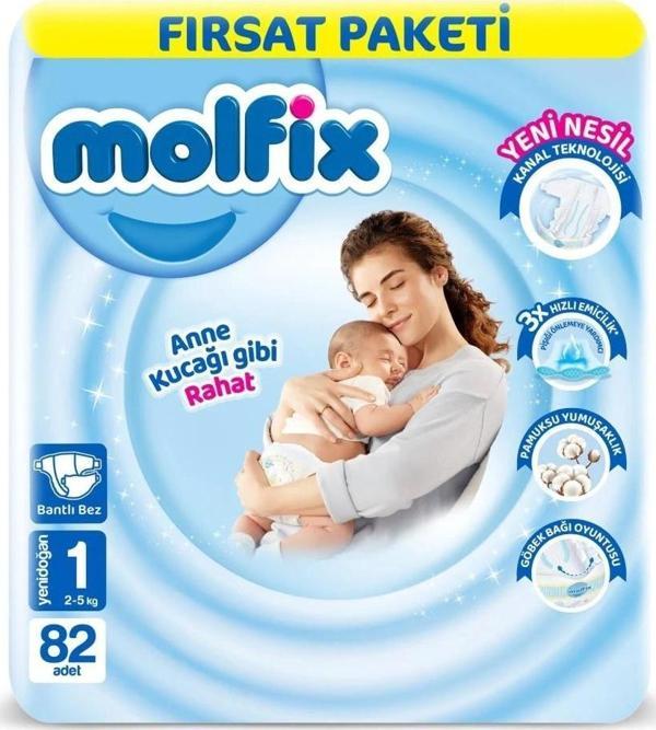 Nessiworld Molfix Bebek Bezi Fırsat Paketi 1 Beden 2-5 Kg 82 Adet - Image 1
