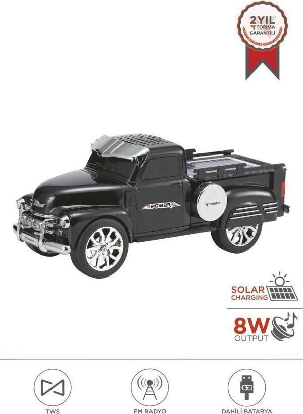 Torima D54 Siyah Pickup Araba Bluetooth Hoparlör Güneş Enerjili Speaker - Image 1