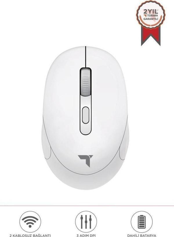 Torima TM-17 Beyaz Çift Modlu Sessiz Kablosuz Mouse Fare - Image 1