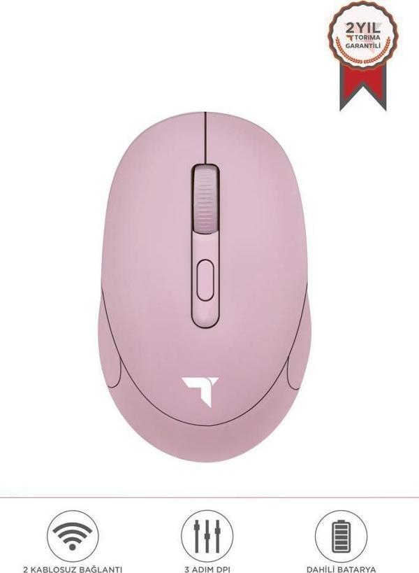 Torima TM-17 Pembe Çift Modlu Sessiz Kablosuz Mouse Fare - Image 1