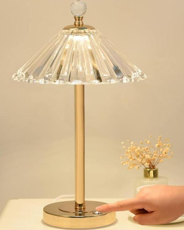 LW-14  Gold Abajur Kristal Elmas Masa Lambası Dokunmatik Romantik Akrilik Led Gece Lambası - Image 1