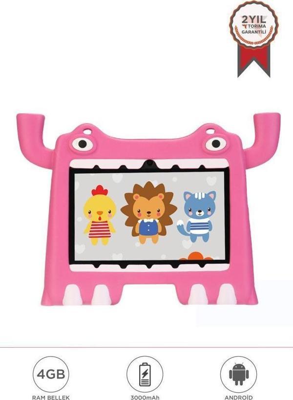 Torima T16 Pembe 4GB +128 GB Tablet Android 13 Çocuk Tableti Kılıf Hediyeli - Image 1