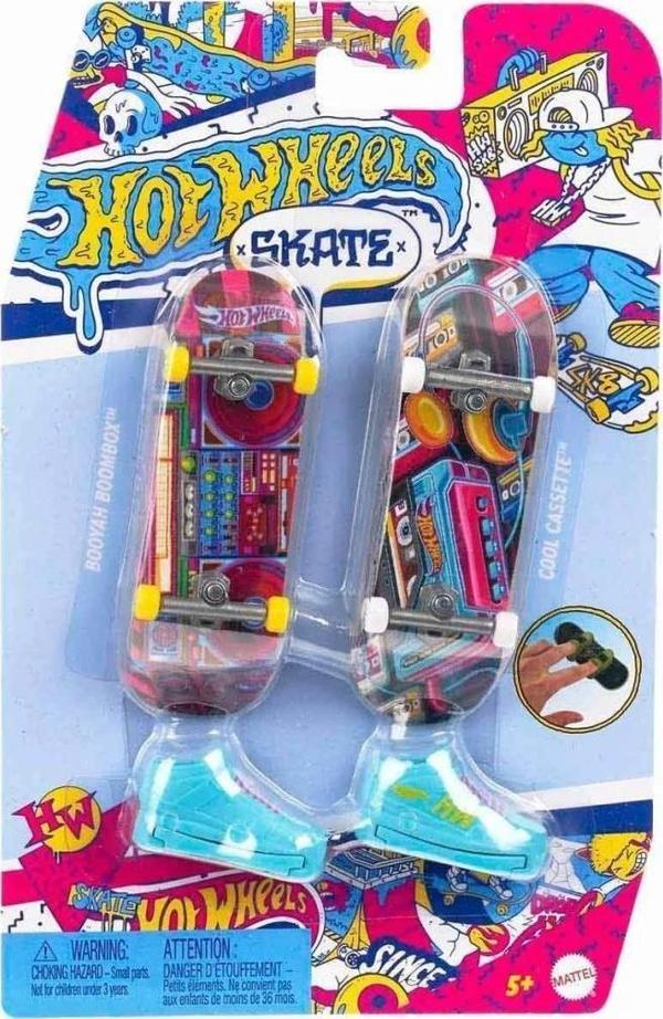 Nessiworld HXL17 Hot Wheels Skate Retro Temalı İkili Parmak Kaykay ve Ayakkabı Paketi - Image 1