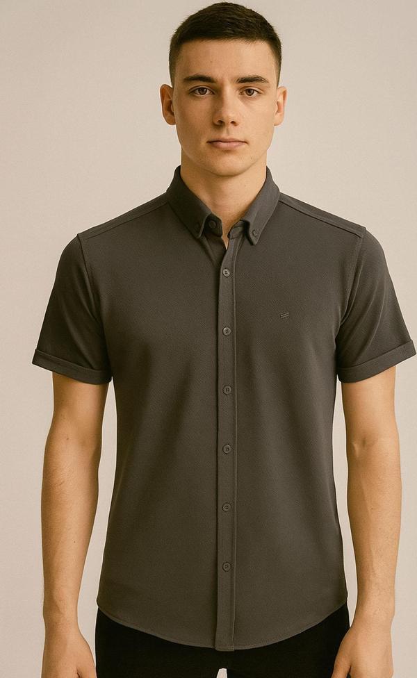 Cafes Erkek Pamuklu Yazlık Kısa Kollu Gömlek 7349 - Image 1